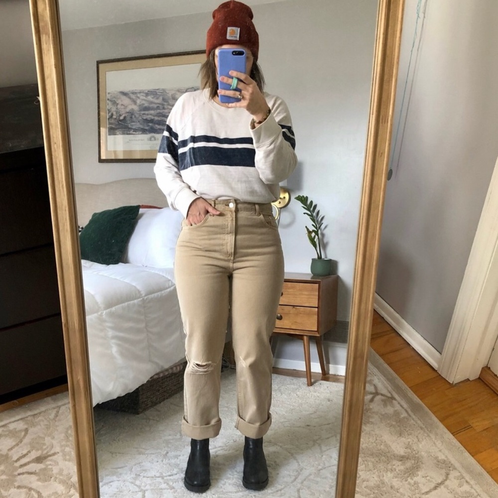 NWOT Free People Women's Dakota Straight High Rise Cafe Au Lait Distressed 30 - Picture 5 of 7